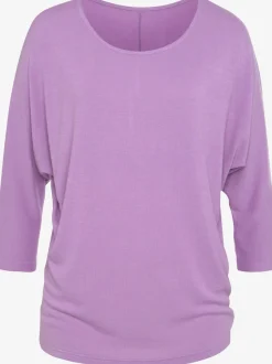 T-shirt à manches 3/4 avec emmanchures chauve-souris en tricot léger