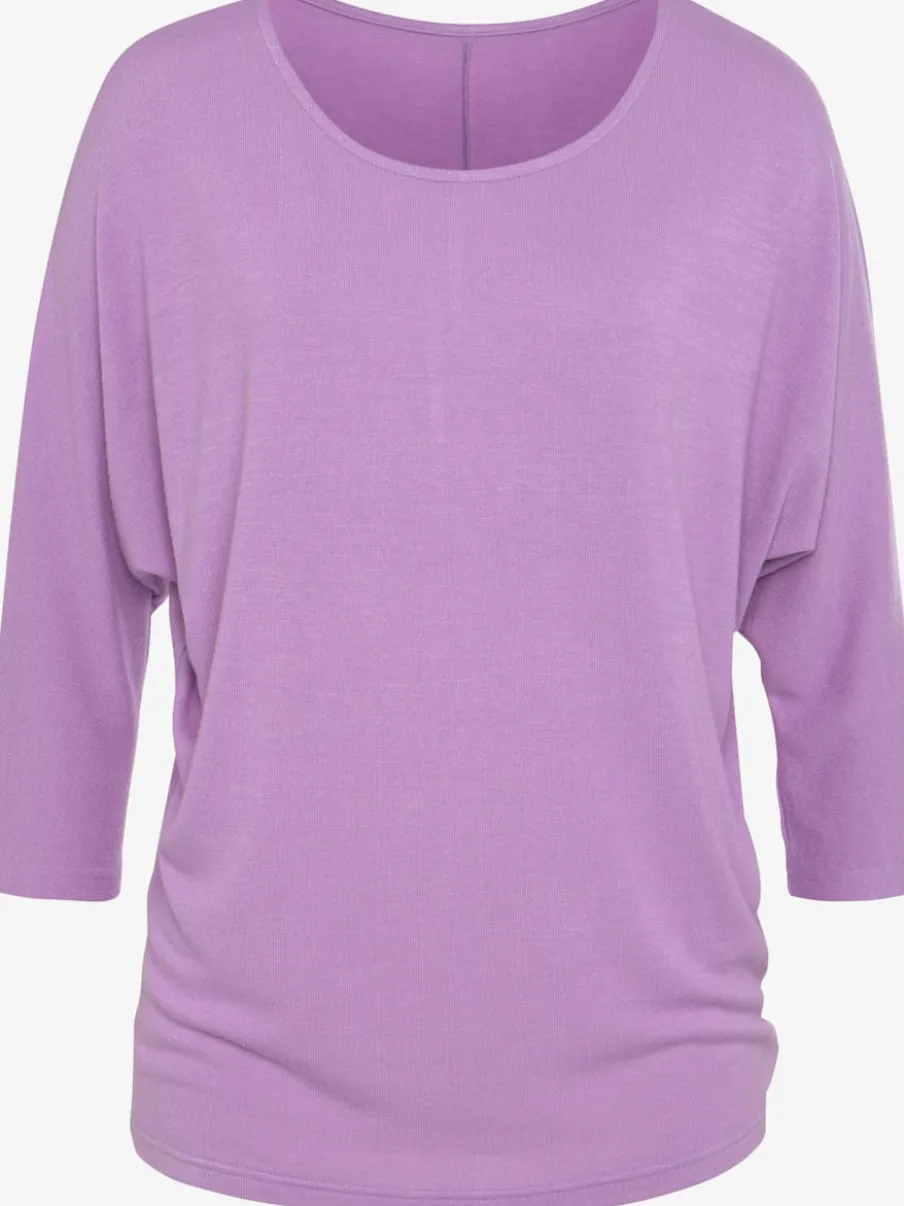 T-shirt à manches 3/4 avec emmanchures chauve-souris en tricot léger