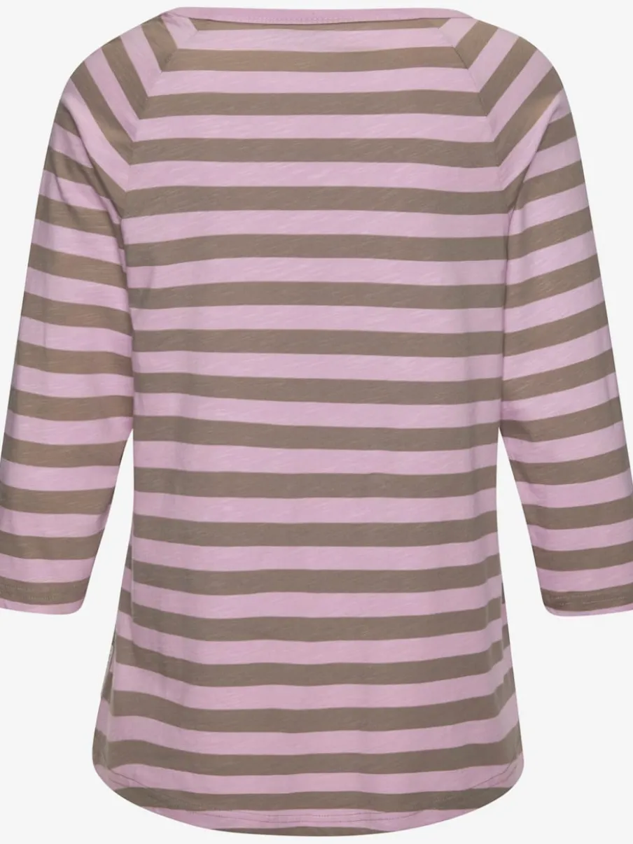 T-shirt à manches 3/4 avec encolure ronde et rayures marinières
