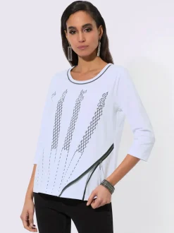 T-shirt à manches 3/4 avec glissières et imprimé affinant