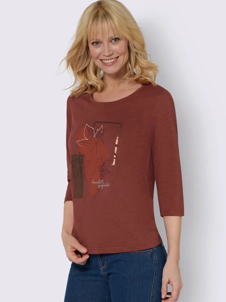 T-shirt à manches 3/4 avec imprimé graphique devant