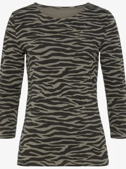 T-shirt à manches 3/4 avec imprimé zèbre en coton extensible