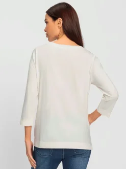 T-shirt à manches 3/4 avec inscription et détails brillants