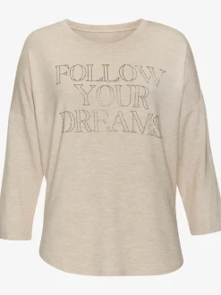 T-shirt à manches 3/4 avec inscription en strass douce