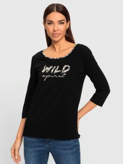 T-shirt à manches 3/4 avec inscription WILD SPIRIT