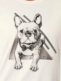 T-shirt à manches 3/4 avec motif chien et détails fantaisie