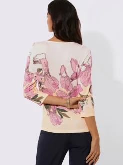 T-shirt à manches 3/4 avec motif floral en modal