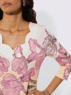 T-shirt à manches 3/4 avec motif floral en modal