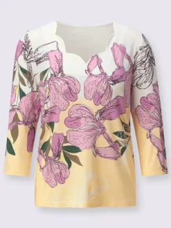 T-shirt à manches 3/4 avec motif floral en modal