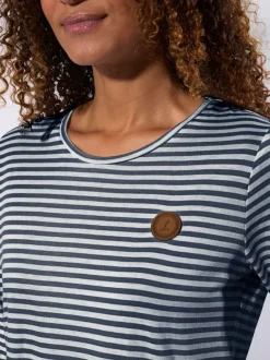 T-shirt à manches 3/4 avec motif rayures en fils teintés