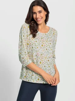 T-shirt à manches 3/4 avec motifs floraux et papillons