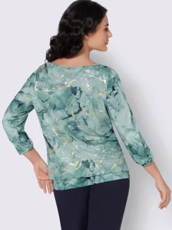 T-shirt à manches 3/4 avec motif superposé doux