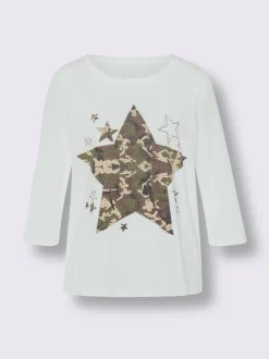 T-shirt à manches 3/4 avec motif étoilé et pierres.