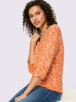 T-shirt à manches 3/4 avec ornement décoratif en viscose ECOVERO