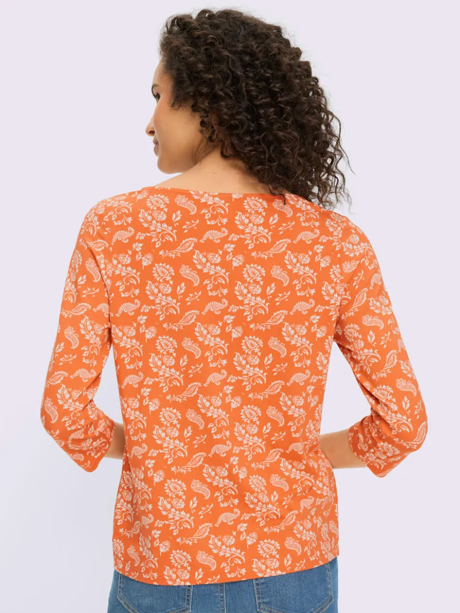 T-shirt à manches 3/4 avec ornement décoratif en viscose ECOVERO