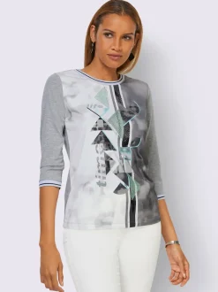 T-shirt à manches 3/4 avec petites pierres fantaisie