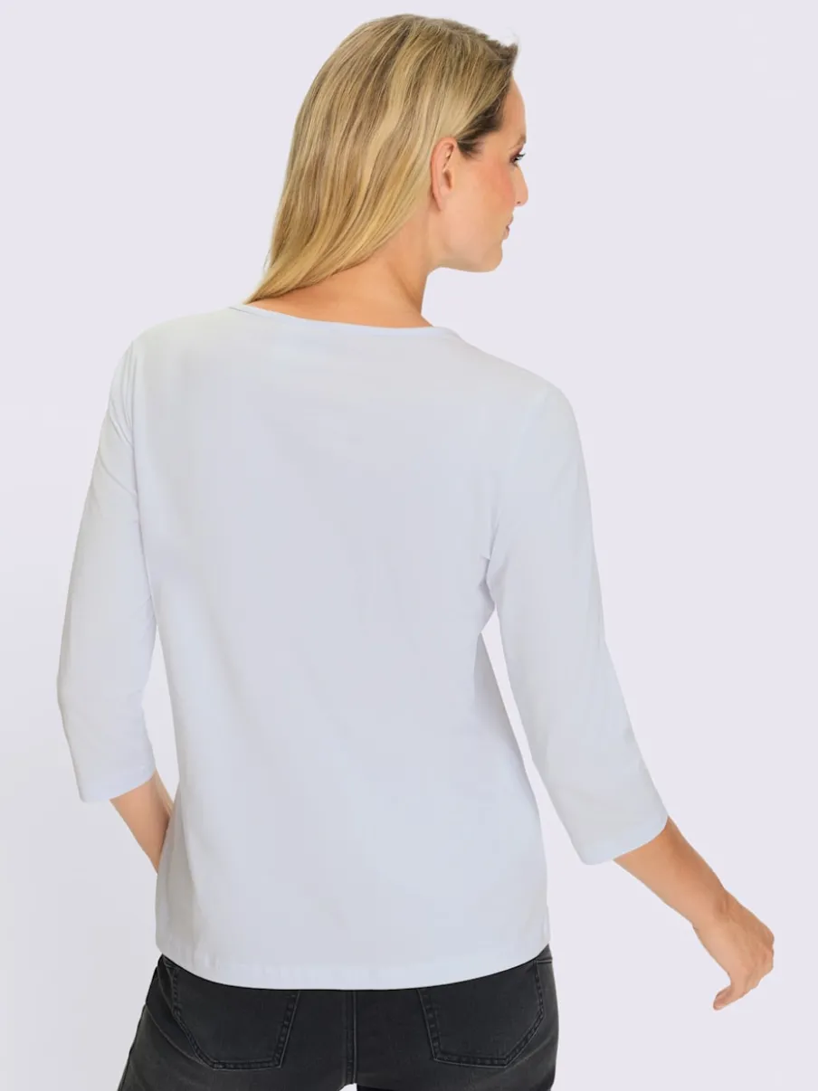 T-shirt à manches 3/4 avec pierres brillantes devant