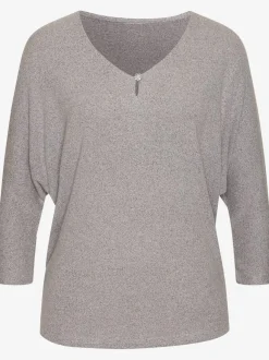 T-shirt à manches 3/4 avec strass au niveau encolure