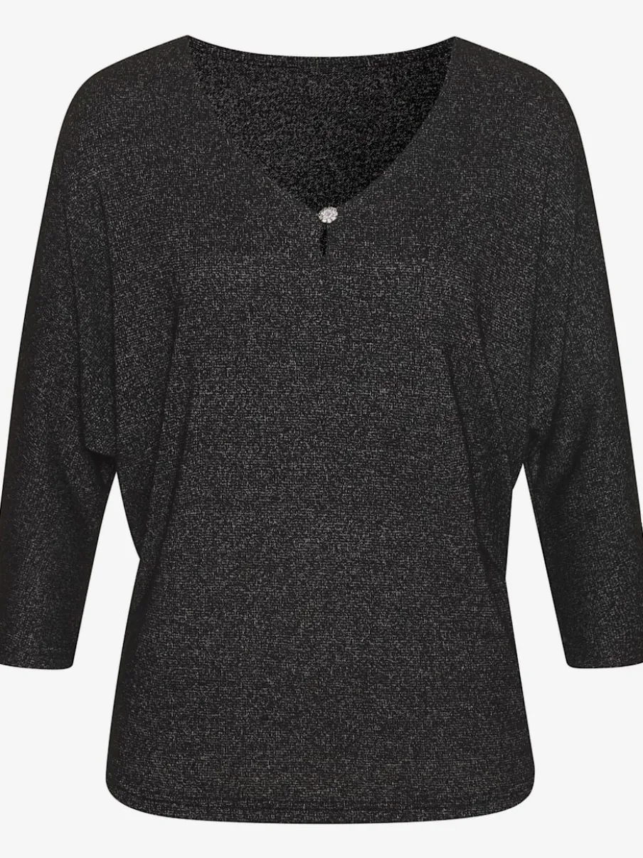 T-shirt à manches 3/4 avec strass au niveau encolure