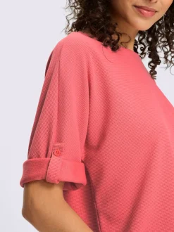 T-shirt manches chauve-souris à encolure ronde avec lien à nouer