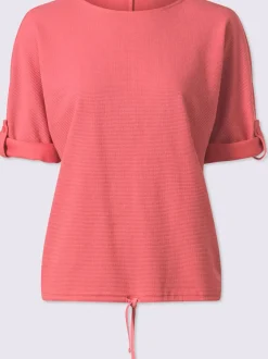 T-shirt manches chauve-souris à encolure ronde avec lien à nouer