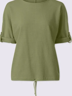 T-shirt manches chauve-souris à encolure ronde avec lien à nouer