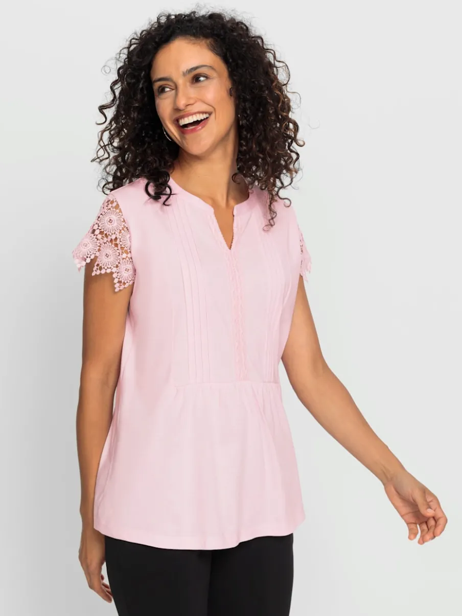 T-shirt à manches chauve-souris en coton et modal
