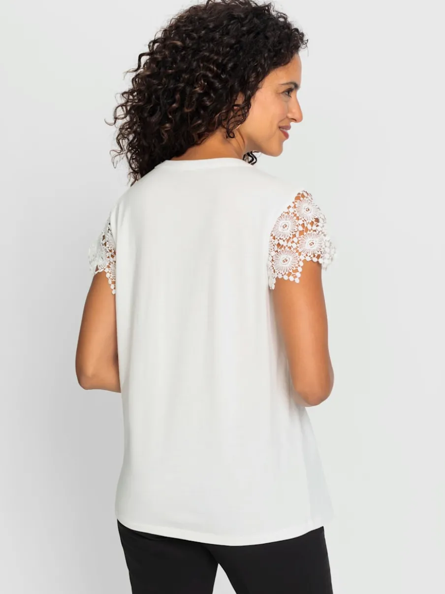 T-shirt à manches chauve-souris en coton et modal