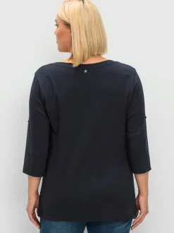 T-shirt à manches 3/4 coupe henley tendance