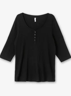 T-shirt à manches 3/4 coupe henley tendance