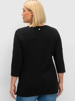 T-shirt à manches 3/4 coupe henley tendance