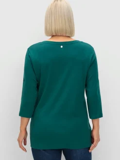 T-shirt à manches 3/4 coupe henley tendance