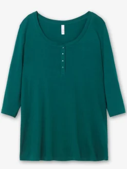 T-shirt à manches 3/4 coupe henley tendance