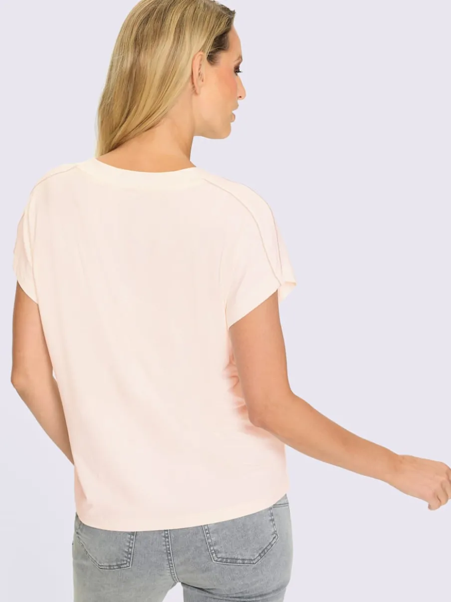 T-shirt à manches courtes avec application de perles décoratives