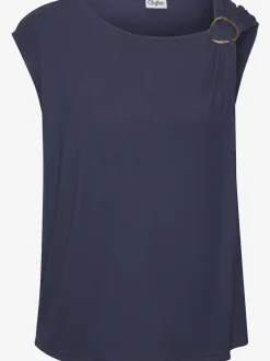 T-shirt à manches courtes avec boucle décorative dorée sur l'épaule
