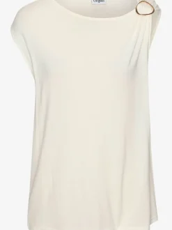 T-shirt à manches courtes avec boucle décorative dorée sur l'épaule