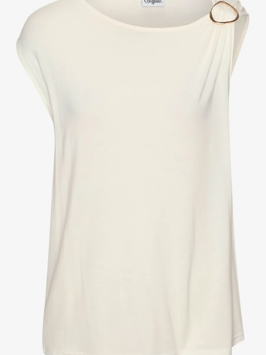 T-shirt à manches courtes avec boucle décorative dorée sur l'épaule