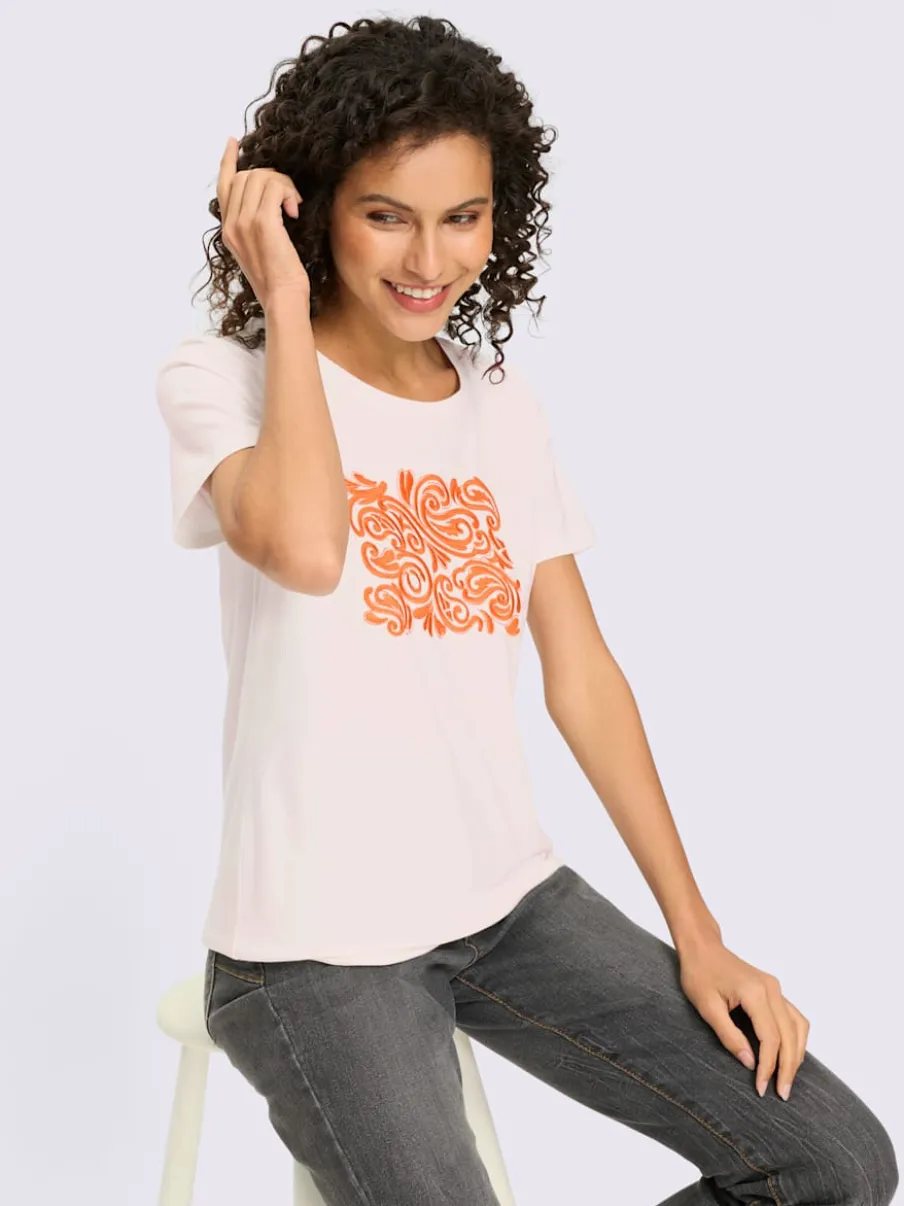 T-shirt à manches courtes avec broderie ornementale sur le devant