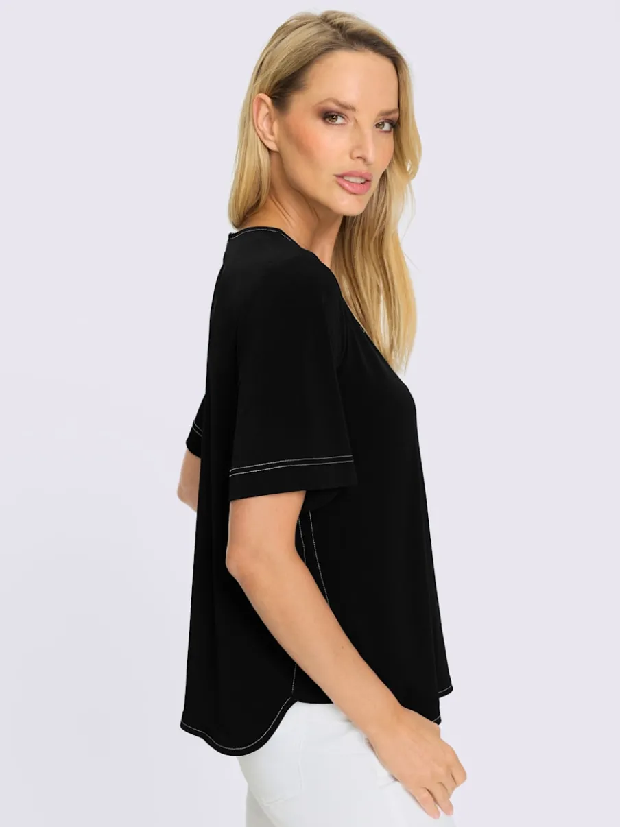 T-shirt à manches courtes avec coutures contrastées recyclé
