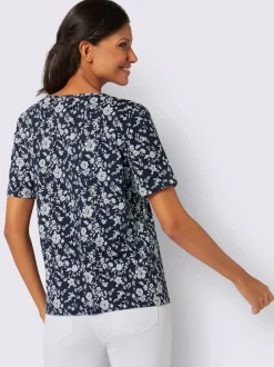 T-shirt à manches courtes avec col rond et imprimé floral