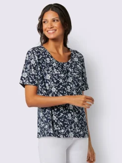 T-shirt à manches courtes avec col rond et imprimé floral