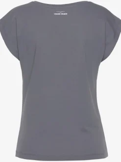 T-shirt à manches courtes avec col rond et logo brillant
