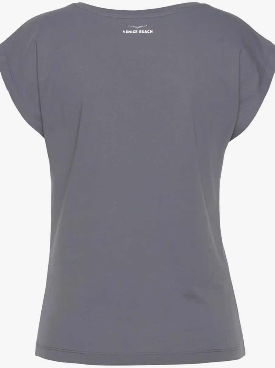 T-shirt à manches courtes avec col rond et logo brillant