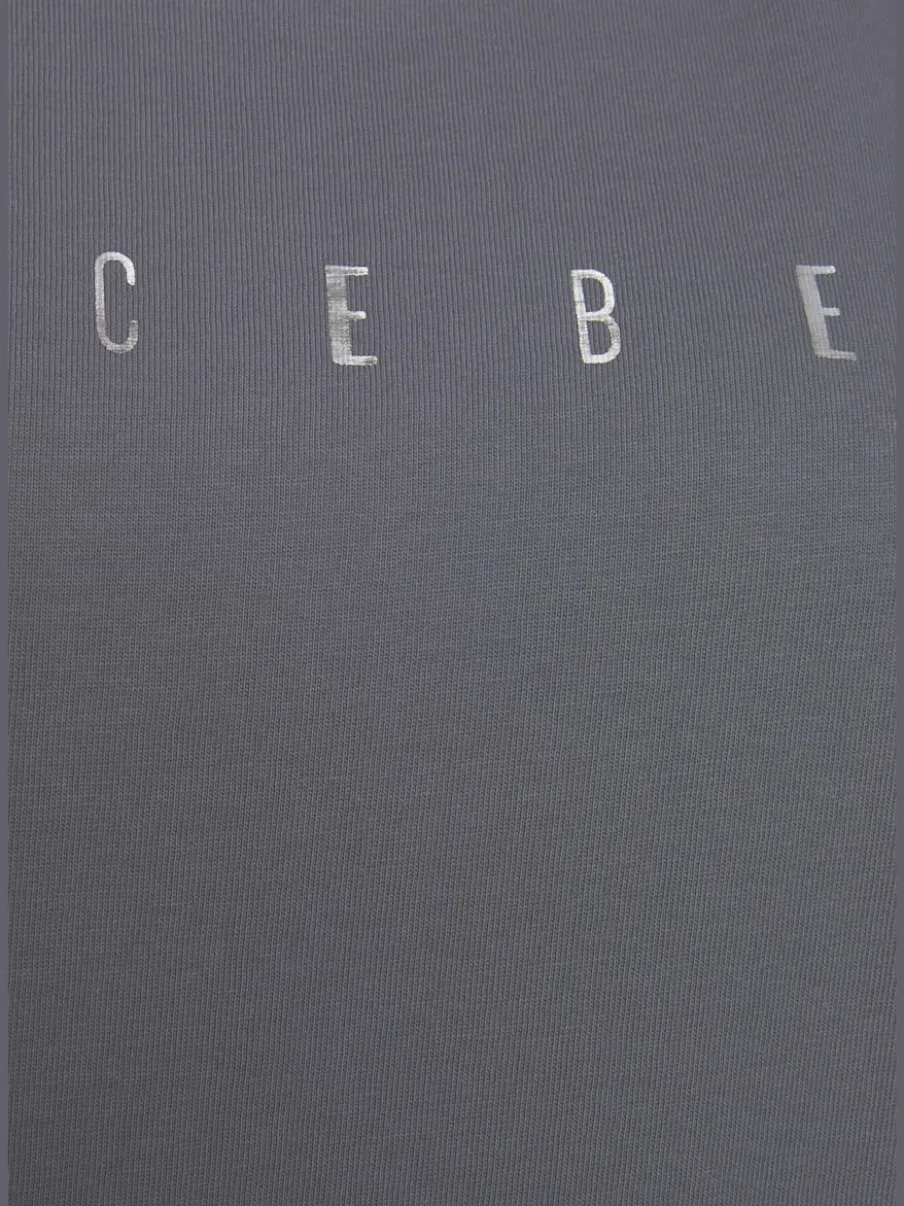 T-shirt à manches courtes avec col rond et logo brillant