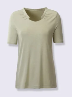 T-shirt à manches courtes avec col rond et plis