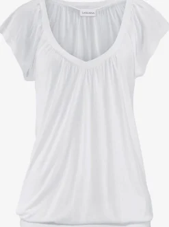 T-shirt à manches courtes avec col V profond et coupe décontractée