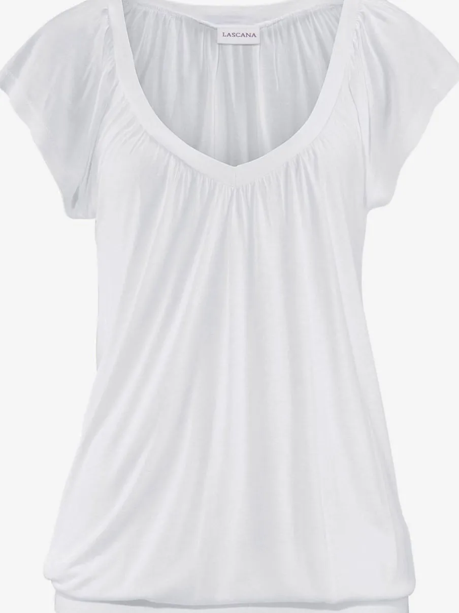 T-shirt à manches courtes avec col V profond et coupe décontractée