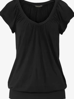 T-shirt à manches courtes avec col V profond et coupe décontractée