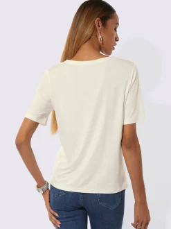 T-shirt à manches courtes avec col V et fentes latérales
