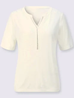 T-shirt à manches courtes avec col V et fentes latérales